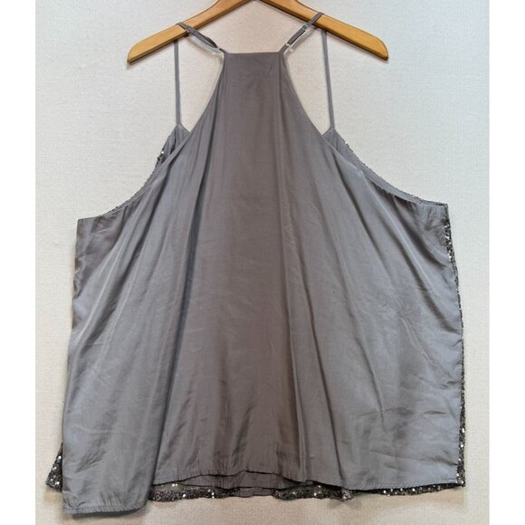 Andree By Unit Women's Halter Sequins Tank Top Size 3X Gray Sleeveless Stretch - Picture 2 of 12